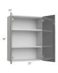 Milan Grey Gloss 24x36 Square Corner Wall Cabinet